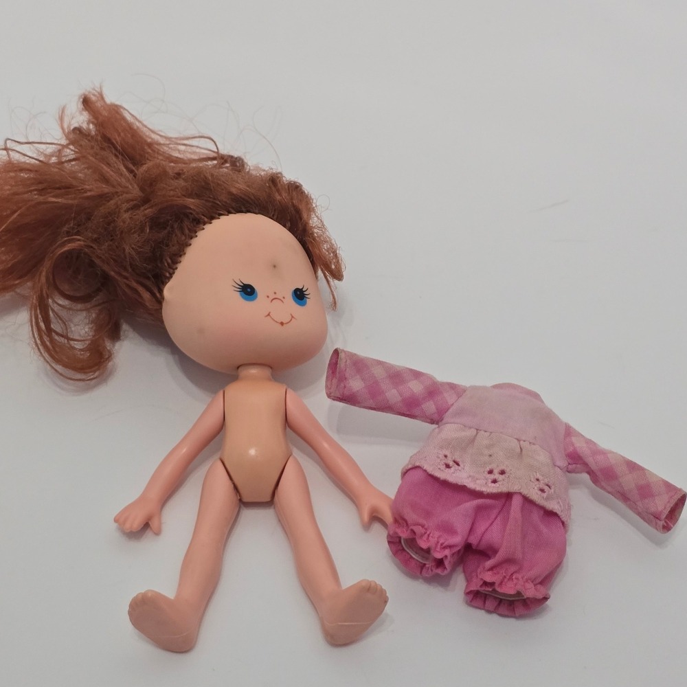 Lanard Vintage Strawberry Style Doll Girl 5.5in Pink Gingham Retro 80s Hong Kong